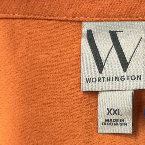 Worthington Belted Midi Shirt Dress Plus Size XXL Orange Coastal Career NWT - Picture 4 of 6